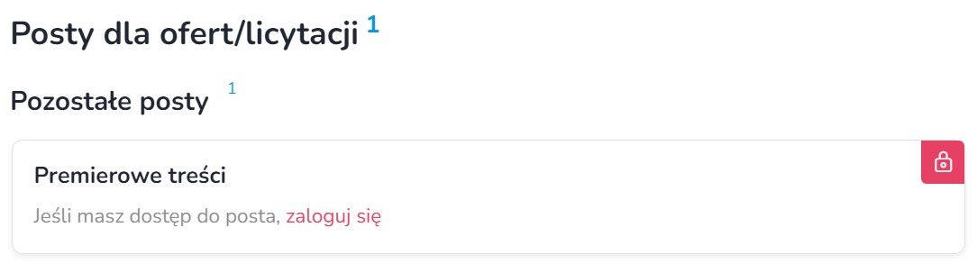 Widok niedostępnego posta. Post został oznaczony ikoną kłódki. Tytuł pozostał widoczny. W miejscu podglądu treści znajduje się komunikat: "jeżeli posiadasz dostęp do posta, zaloguj się"