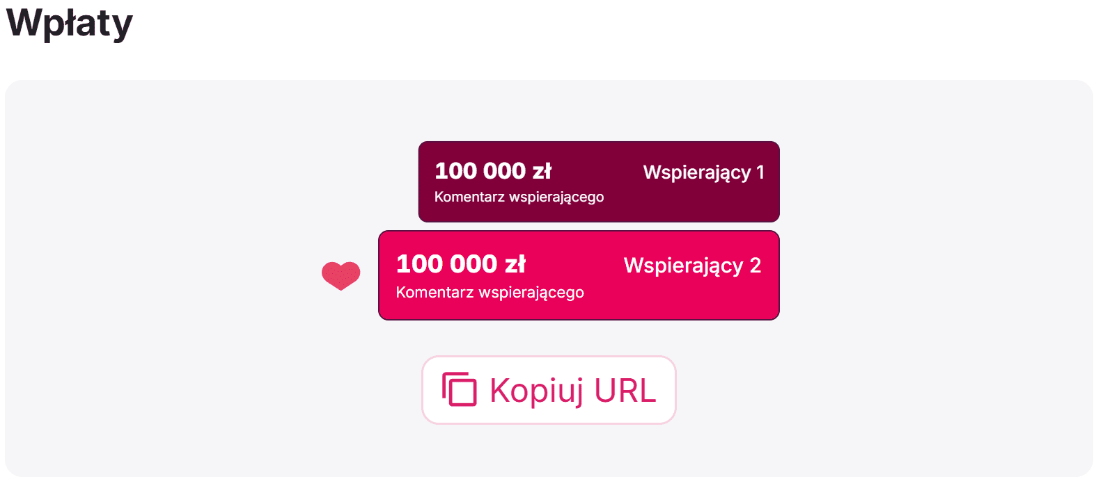 Widget z powiadomieniem o nowej wpłacie na zrzutkę podczas streamu