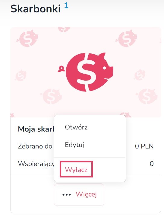 Widok rozwijanego menu pod skarbonką z zaznaczoną opcją "Wyłącz" (ostatnia z trzech dostępnych).