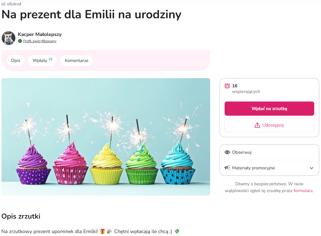 zrzutka urodzinowa