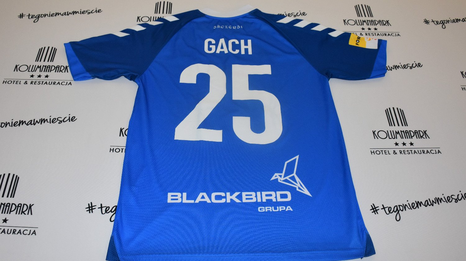Koszulka piłkarska Sandecja Nowy Sącz z autografami (niebieska)