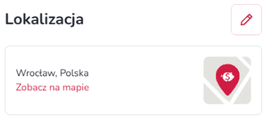 Widok mobilnej mapy w sekcji dodawania lokalizacji na Zrzutka.pl z pinezką wskazującą wybrane miejsce oraz przyciskiem potwierdzenia wyboru