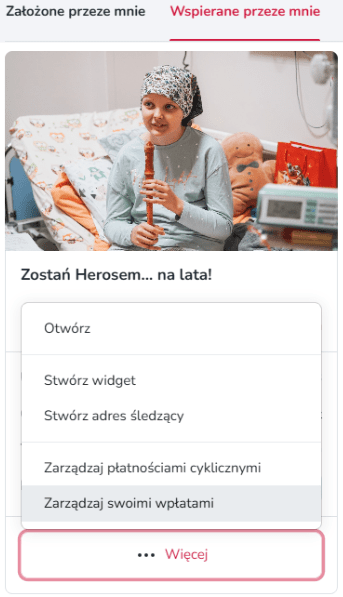 Widok mobilnego podglądu opcji wpłat na zrzutkę w Zrzutka.pl z dostępnymi sposobami wpłaty i przyciskami wyboru metody